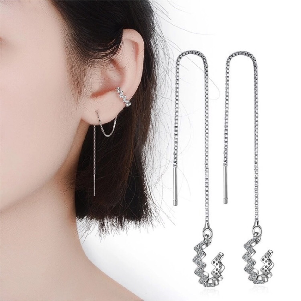 🆕 Crystal Hoop Threader Earrings